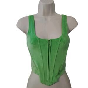 Roma Concept by Rosee Green Velour Corset Top Size M Y2K inspired New No Tag
